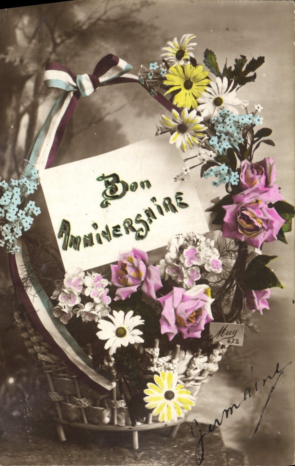 CPA Bon Anniversaire Fleurs