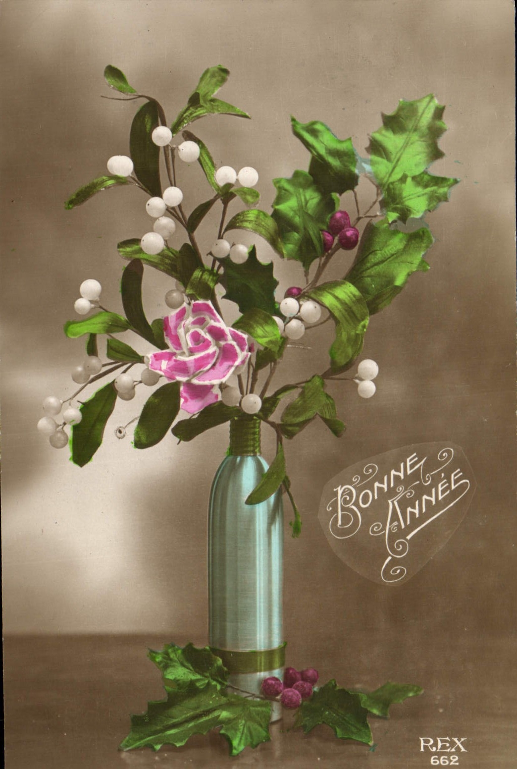 CPA Bonne Annee Fleurs