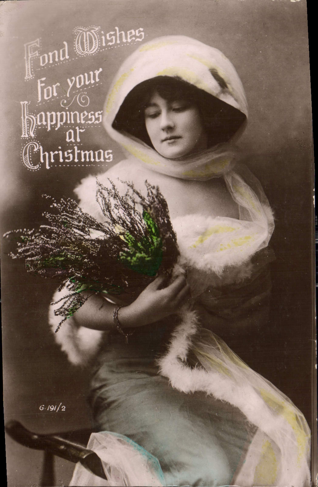 CPA Fond Wishes For your happiness at Christmas Femme