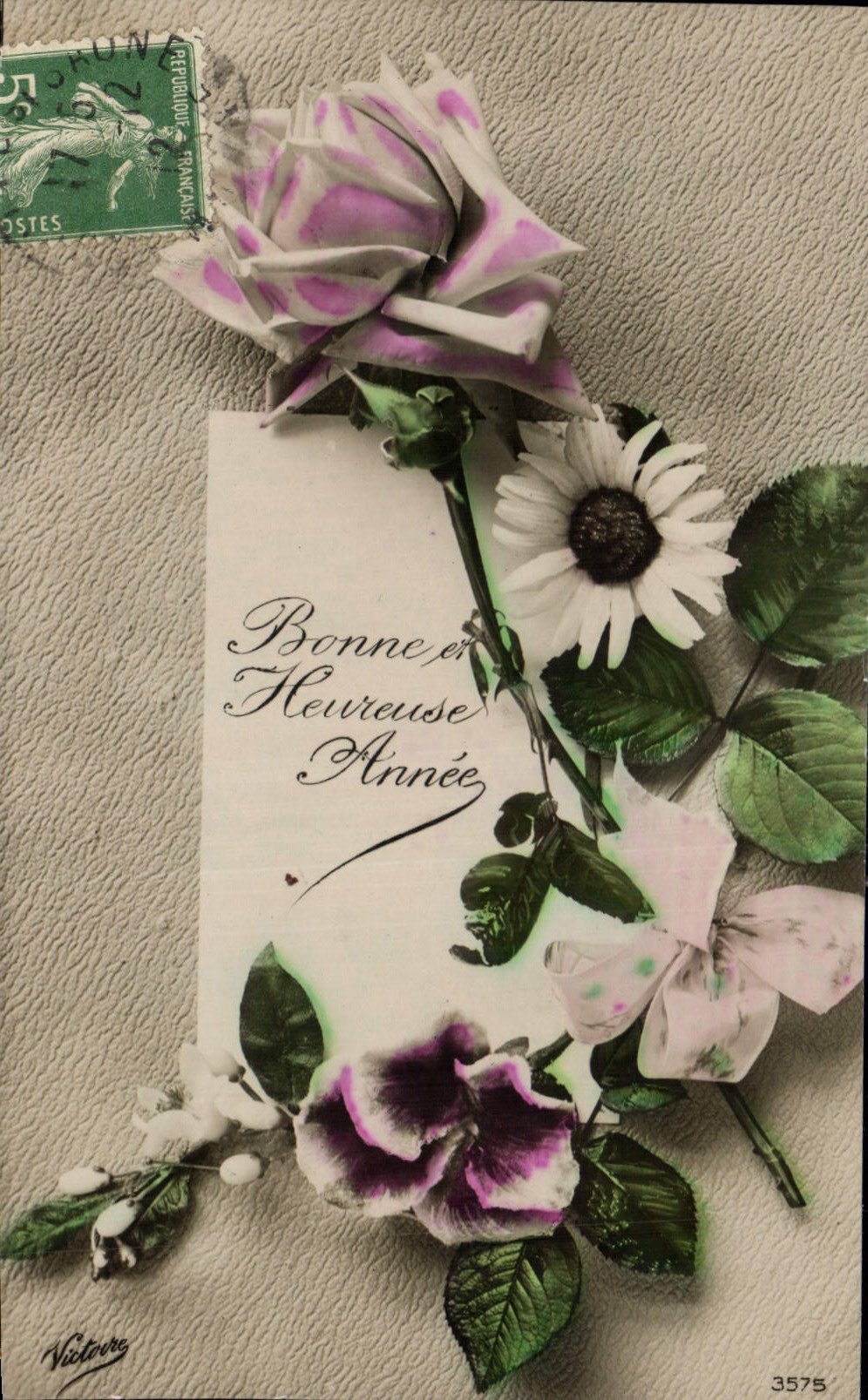 CPA Bonne Heureuse Annee Fleurs