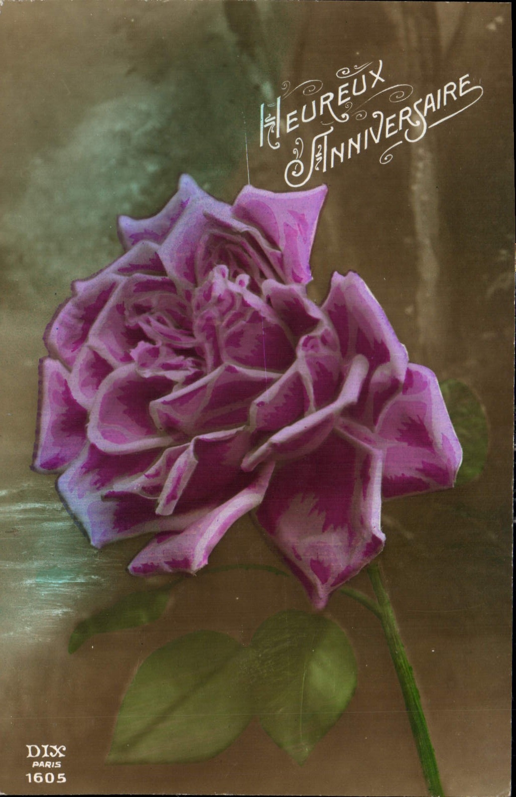 CPA Heureux Anniversaire Fleurs