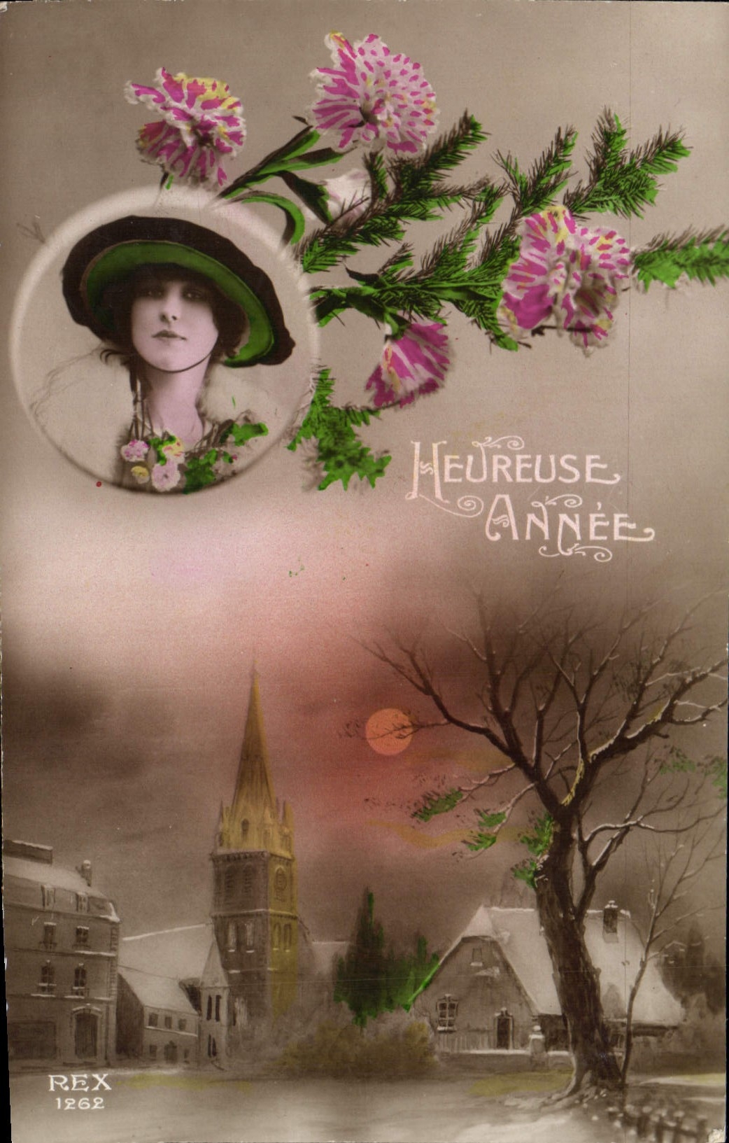 CPA Heureuse Annee Femme