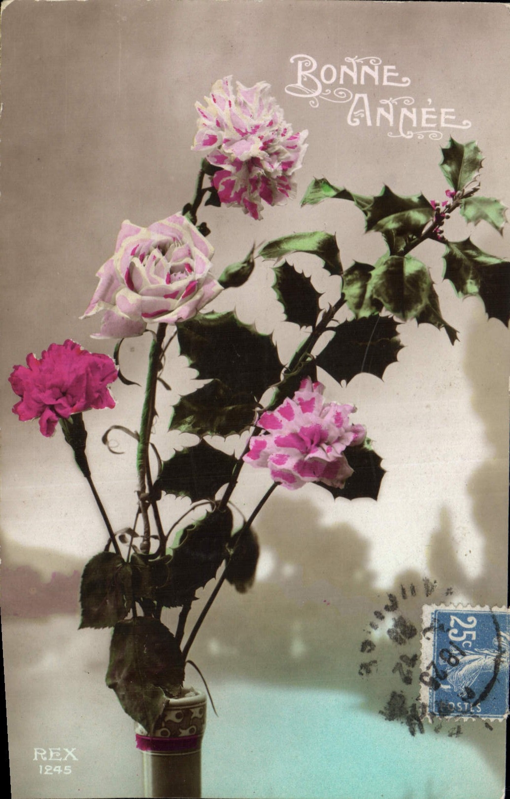 CPA Bonne Annee Fleurs