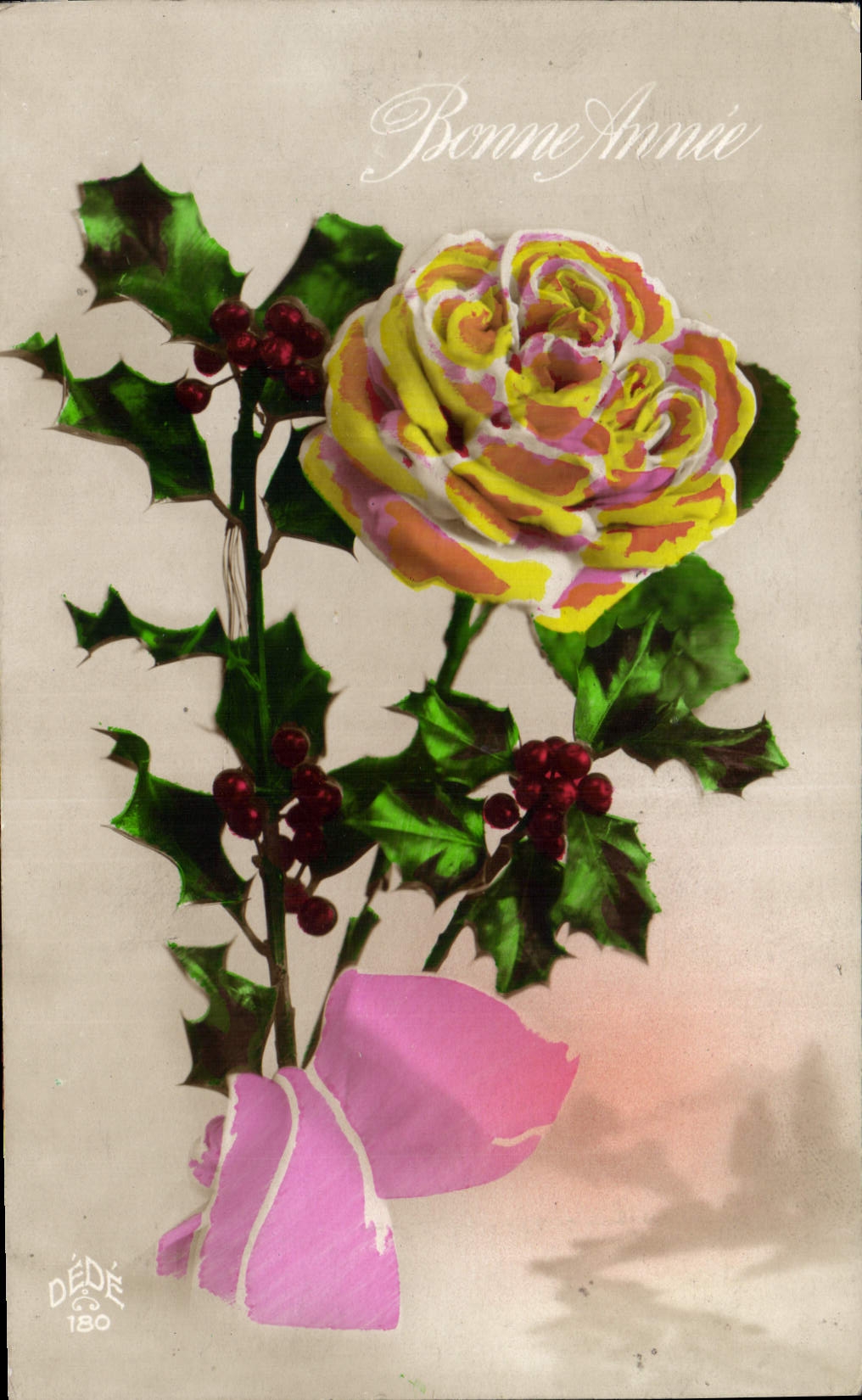 CPA Bonne Annee Fleurs