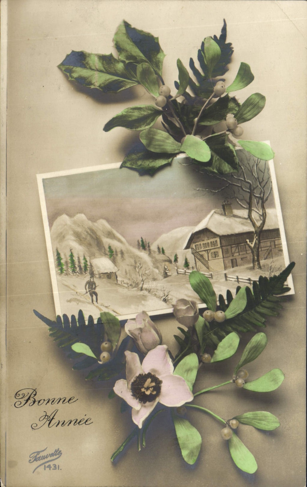 CPA Bonne Annee Fleurs