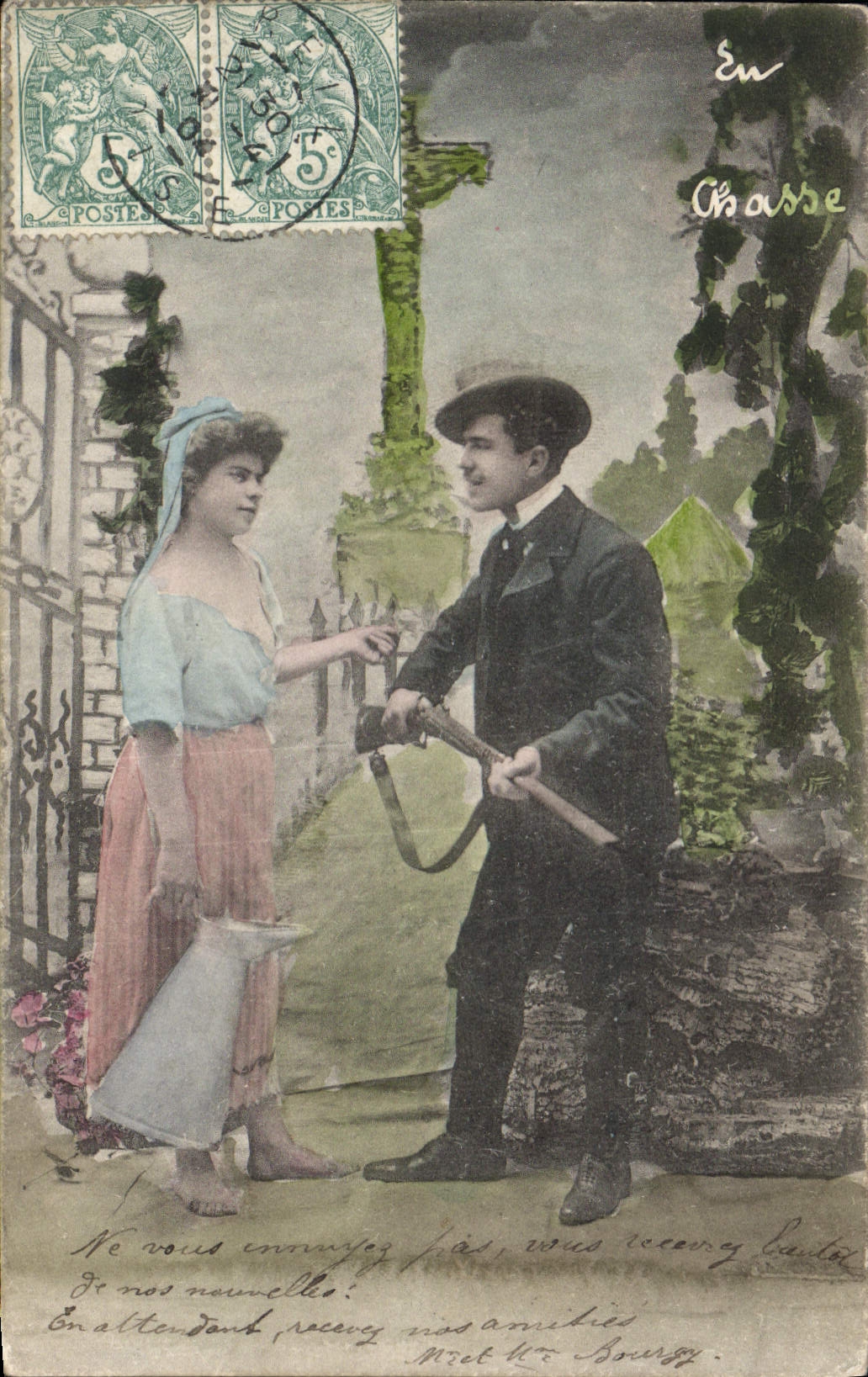 CPA Femme Chasse Chasseur