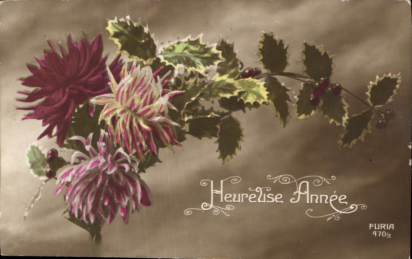 CPA Heureuse Annee Fleurs