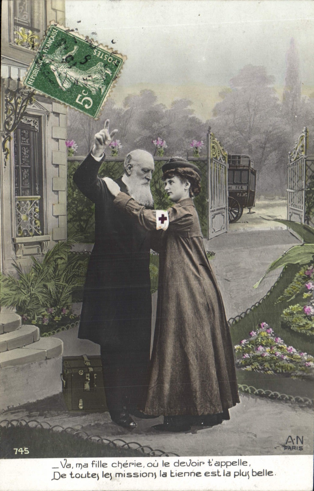 CPA Va ma fille cherie ou le devoir d'appelle Femme Croix Rouge