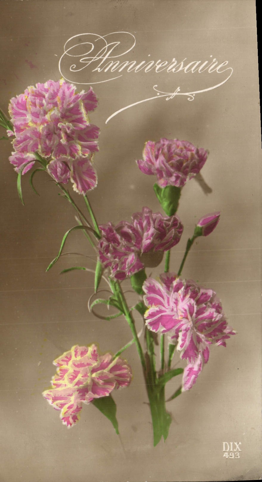 CPA Anniversaire Fleurs