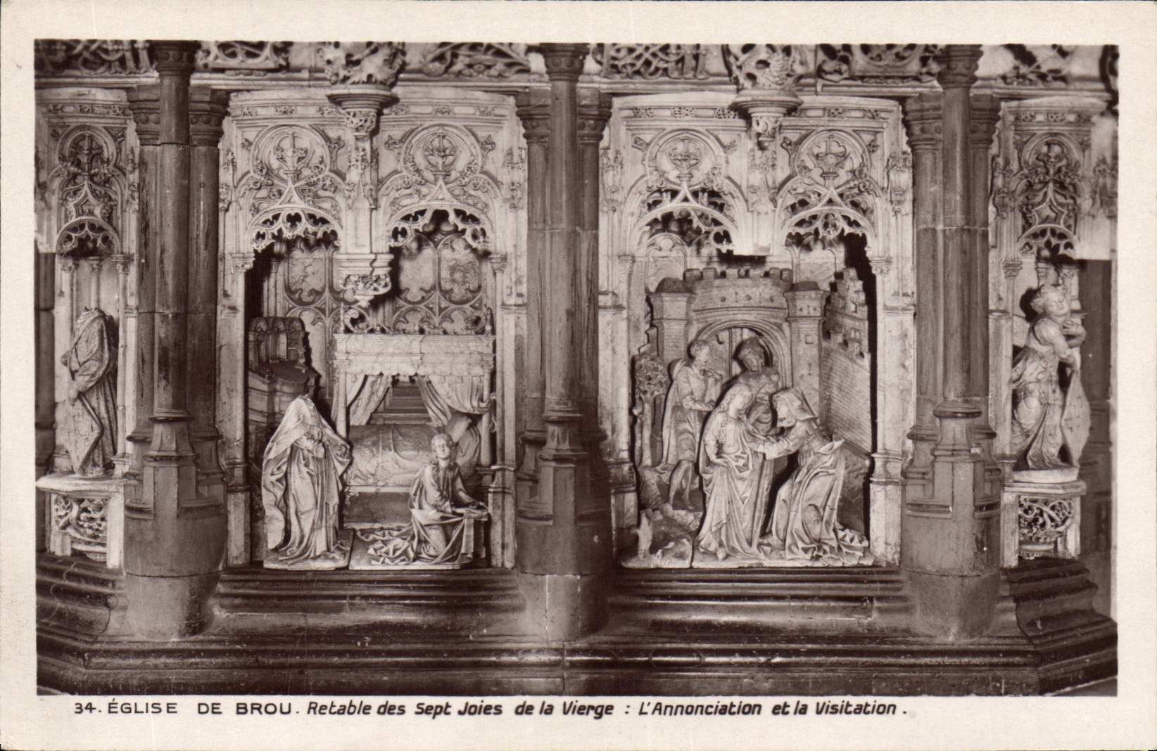 CPA Eglise de Brou Retable des Sept Joies de la Vierge L'Annonciation et le Visitation 