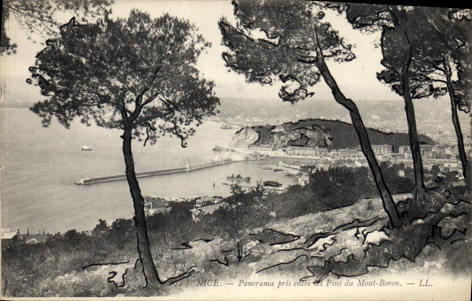 CPA Nice Panorama pris entre les Pins du Mont Boron 