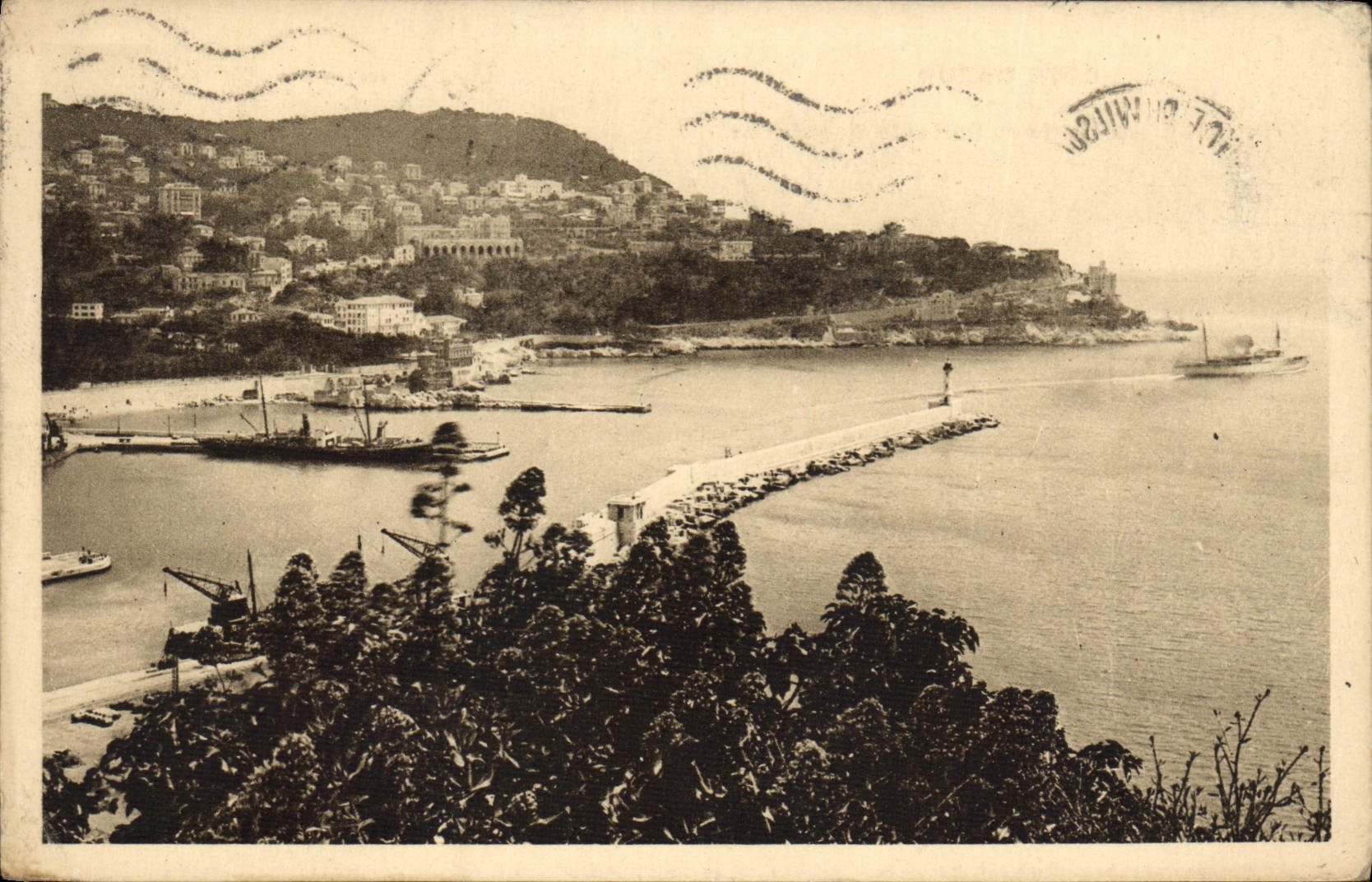 CPA Cote d'Azur Nice l'Entree du Bert et le Mont Boron