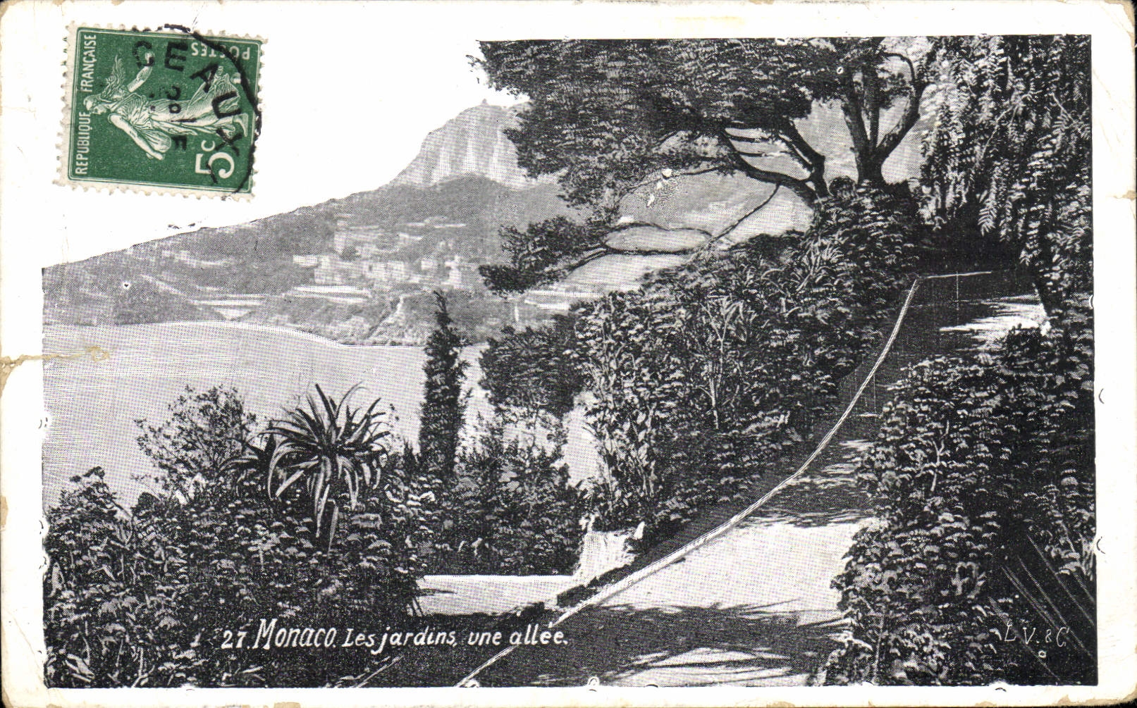 CPA Monaco Les Jardins une allee 