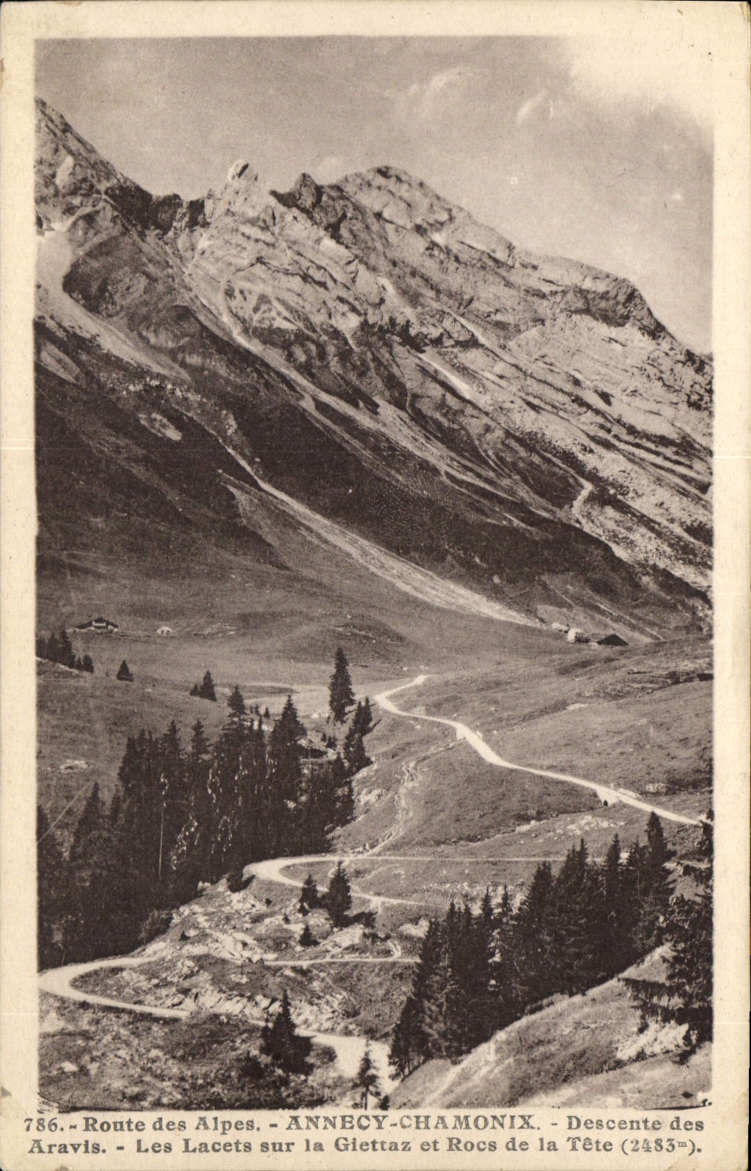 CPA Route des Alpes Annecy Chamonix Descente des Aravis les Lacets sur la Giettaz et Rocs de la Tete
