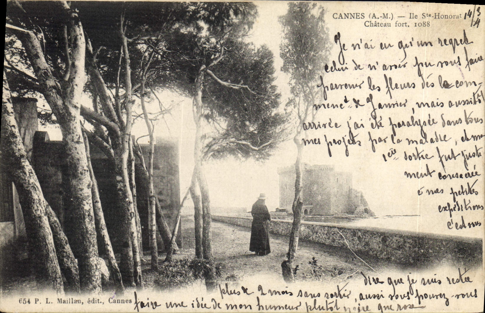 CPA Cannes A M Ile St Honorat Chateau fort 