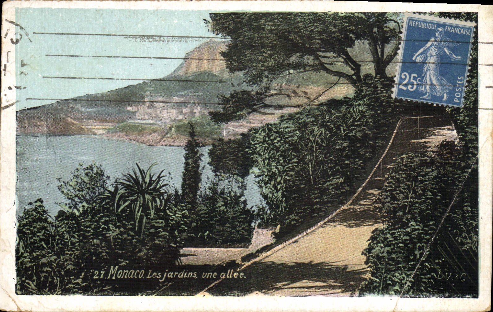 CPA Monaco Les Jardins une allee 