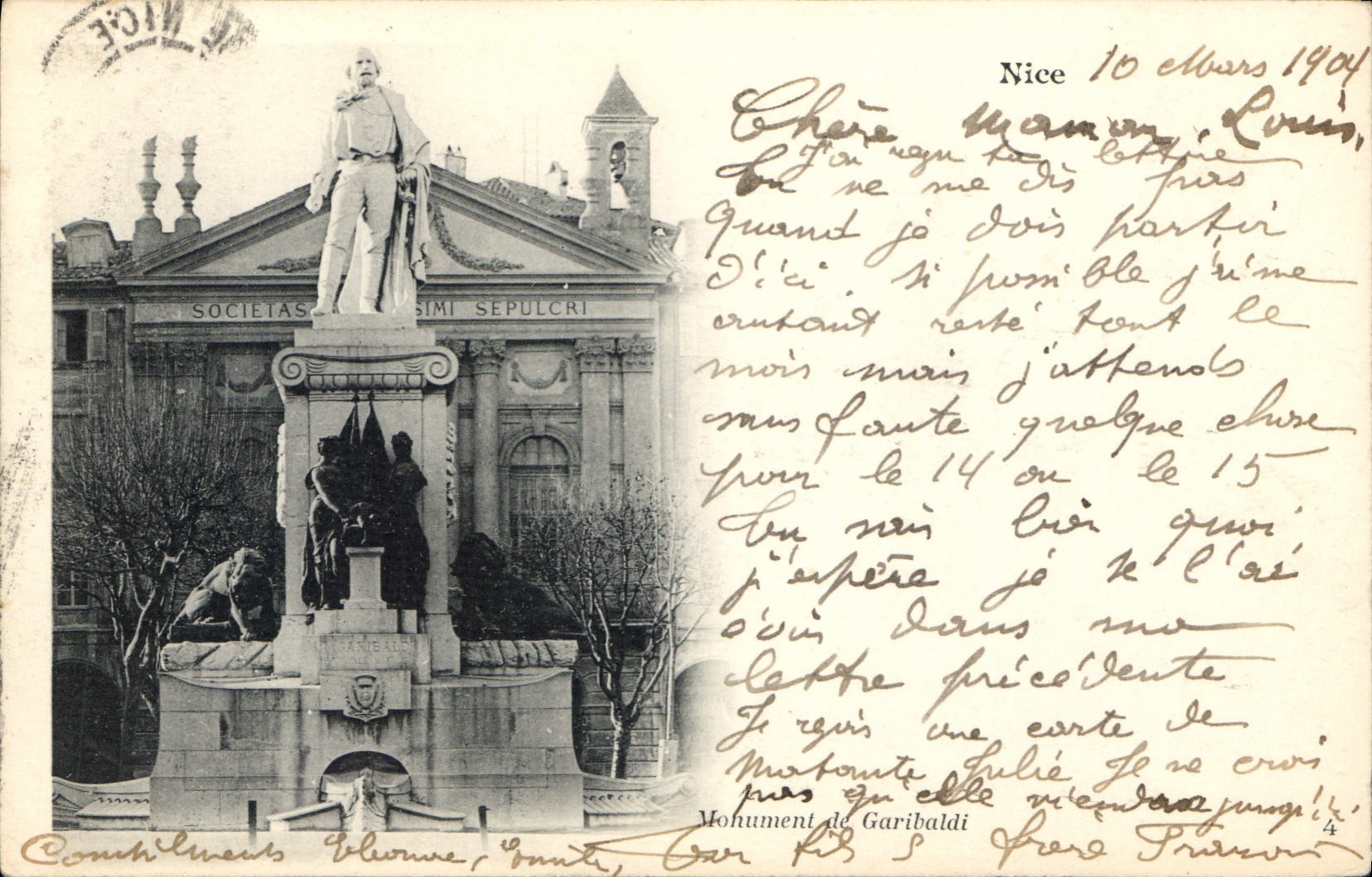 CPA Nice Monument de Garibaldi