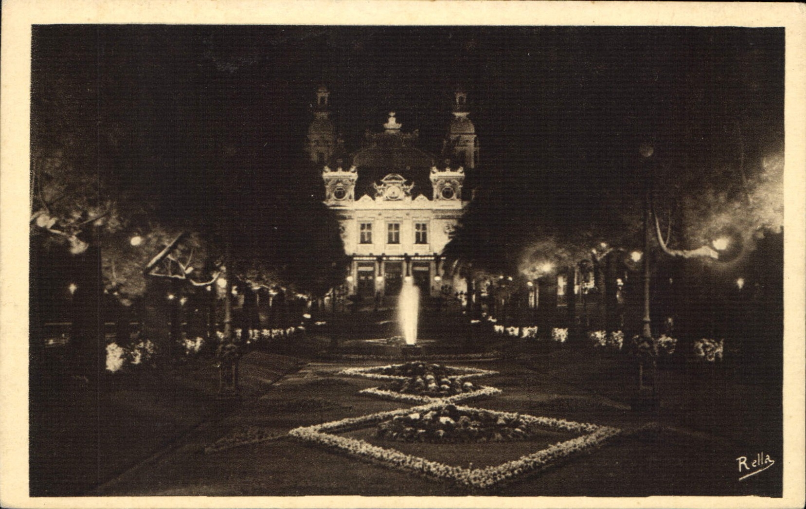 CPA Monte Carlo la luit le Casino et les Jardins 