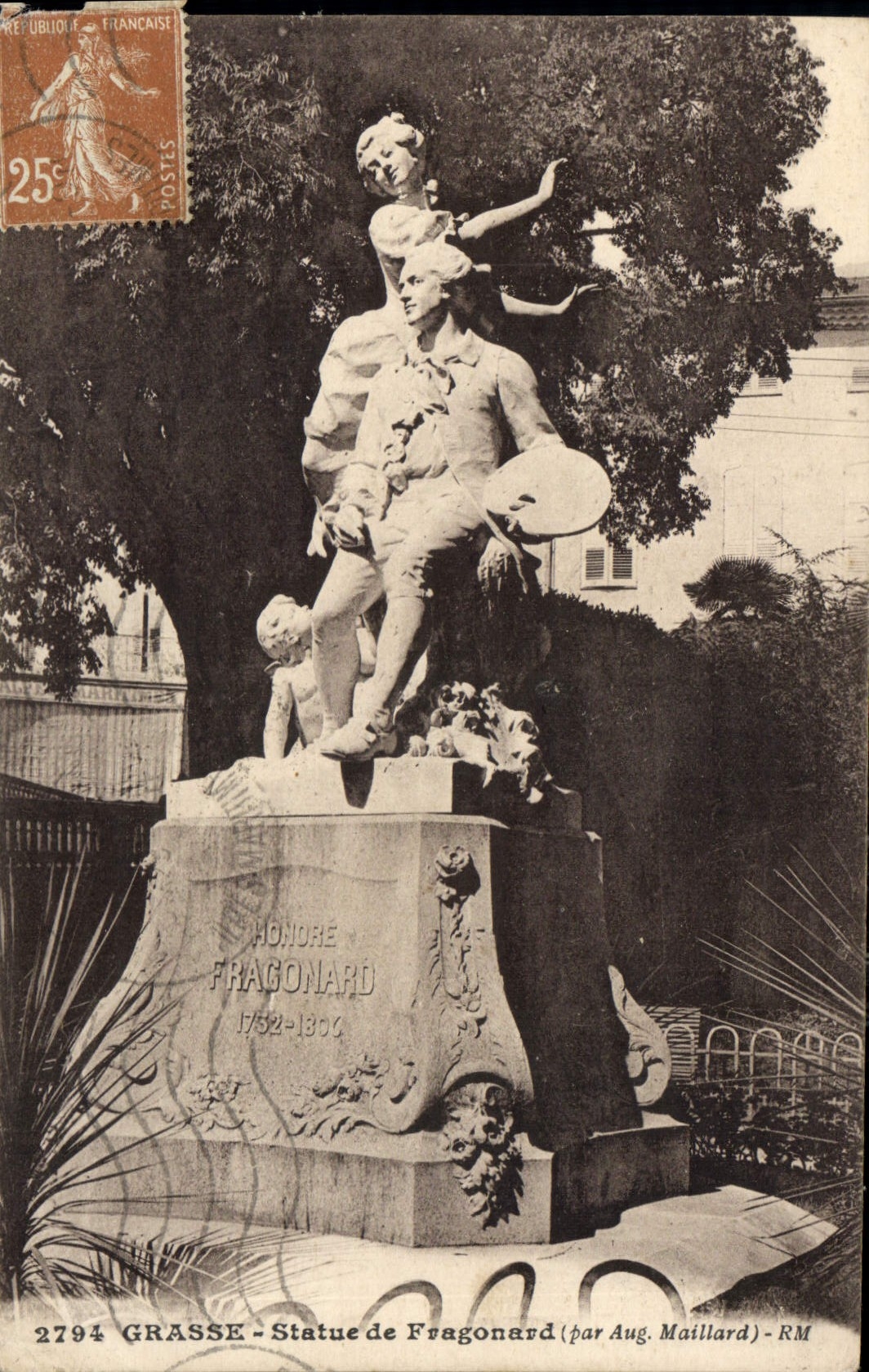 CPA Grasse Statue de Fragonard 