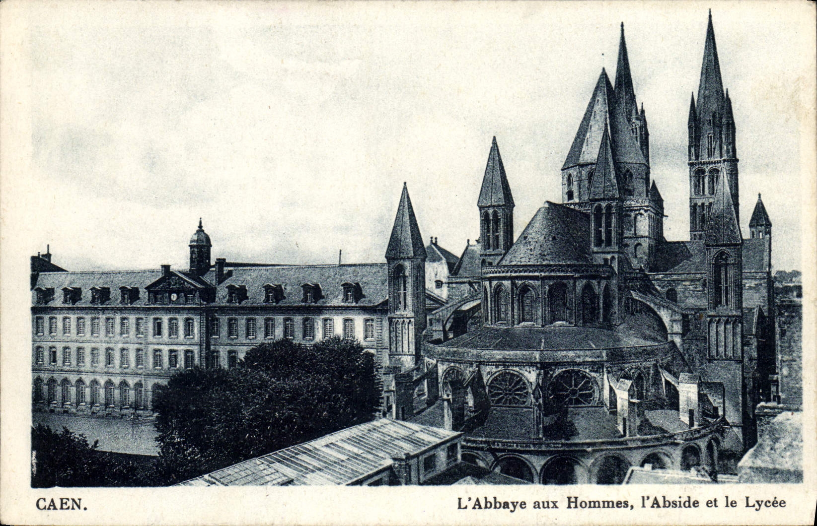 CPA Caen L'Abbaye aux Hommes l'Abside et le Lycee 