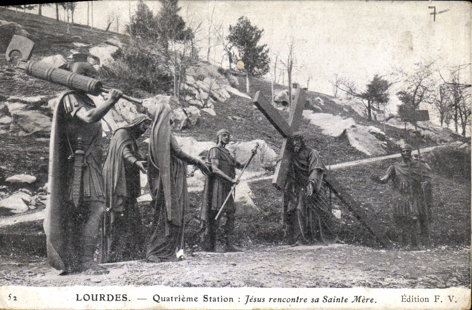 CPA Lourdes Quatrieme Station Jesus rencontre sa Sainte Mere 