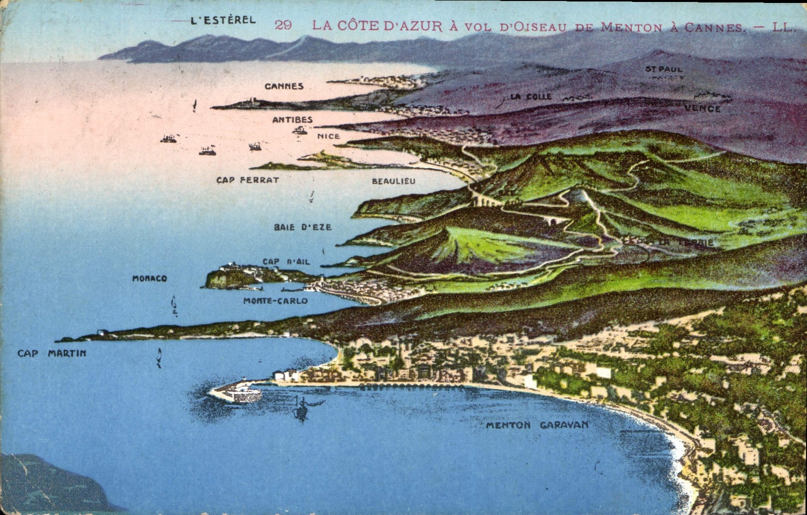 CPA La Cote d'Azur a vol d'Oiseau de Menton a Cannes