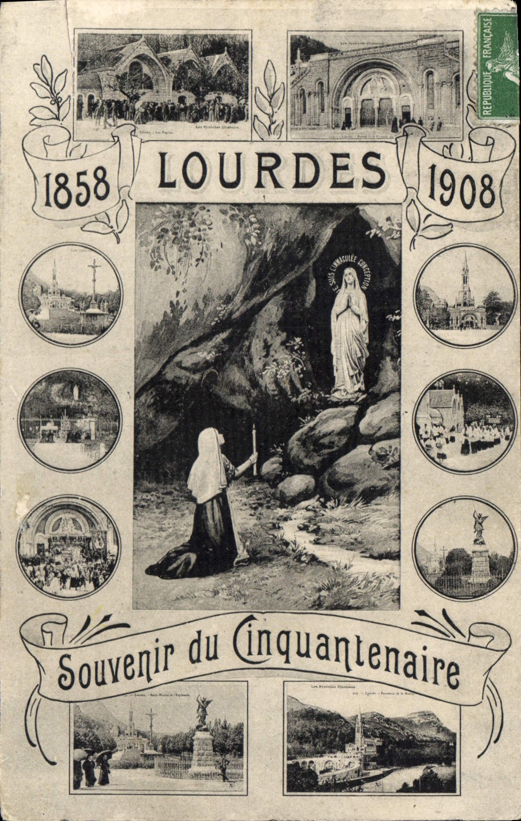 CPA Lourdes Souvenir du Cinquantenaire 