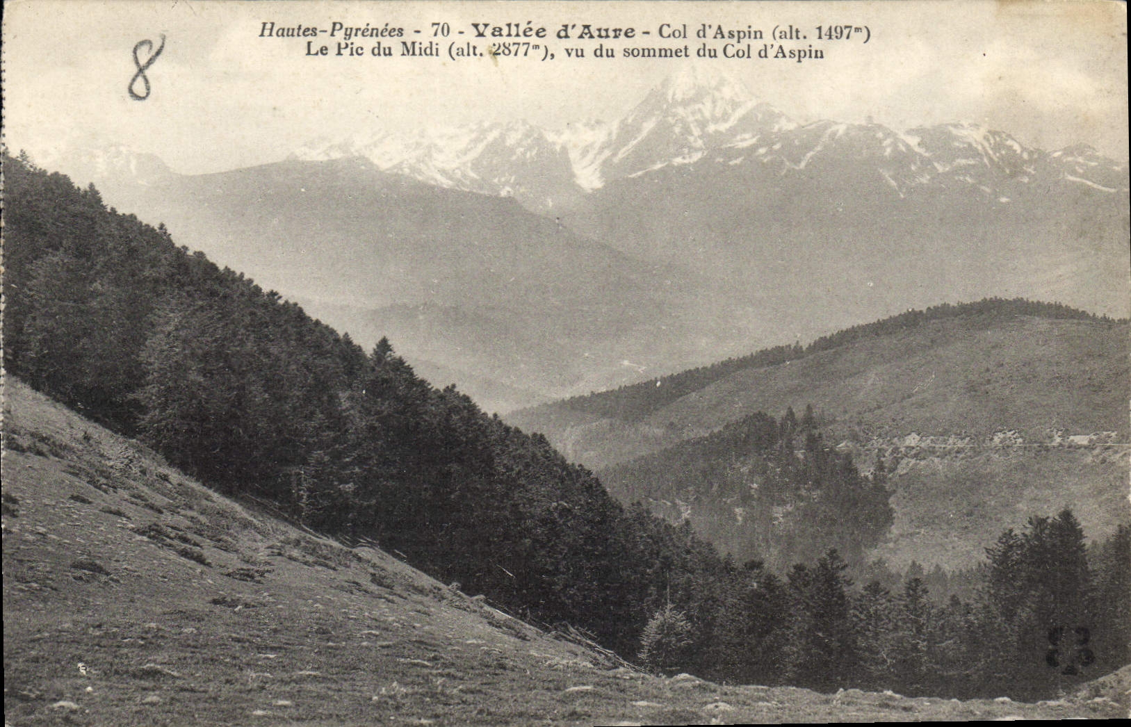 CPA Vallee d'Aure Col d'Aspin Le Pic du Midi vu du Sommet du Col d'Aspin