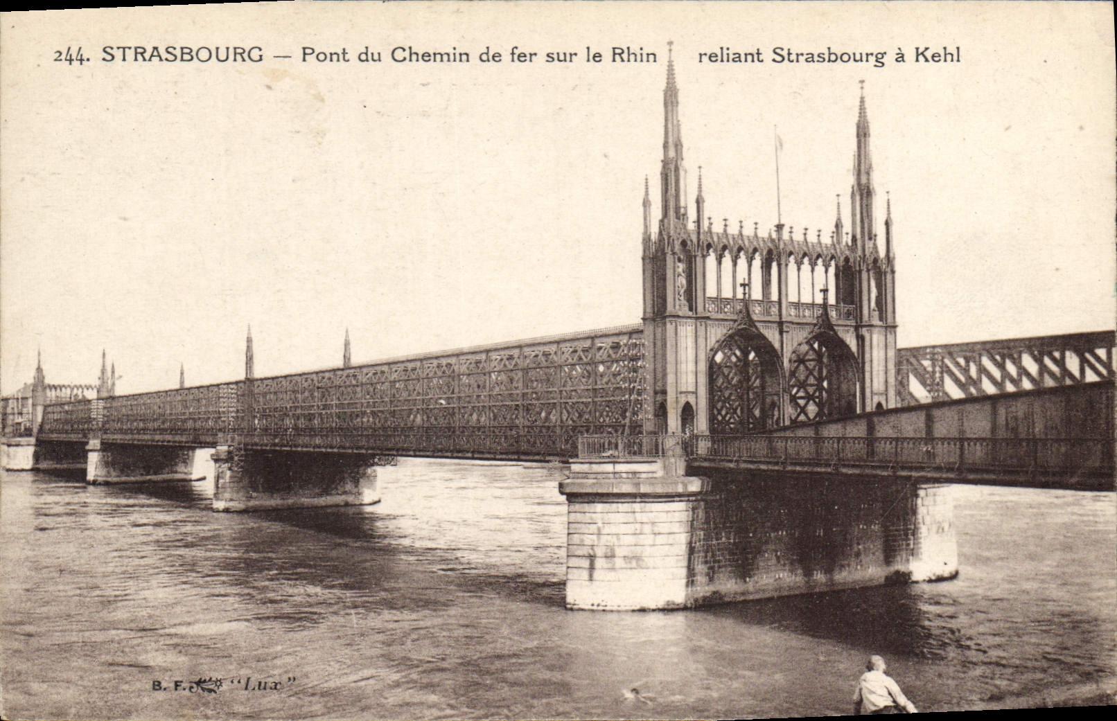 CPA Strasbourg Pont du Chemin de fer sur le Rhin Reliant Strasbourg a Kehl 