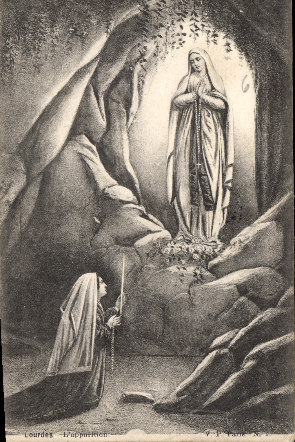CPA Lourdes L'Apparition 