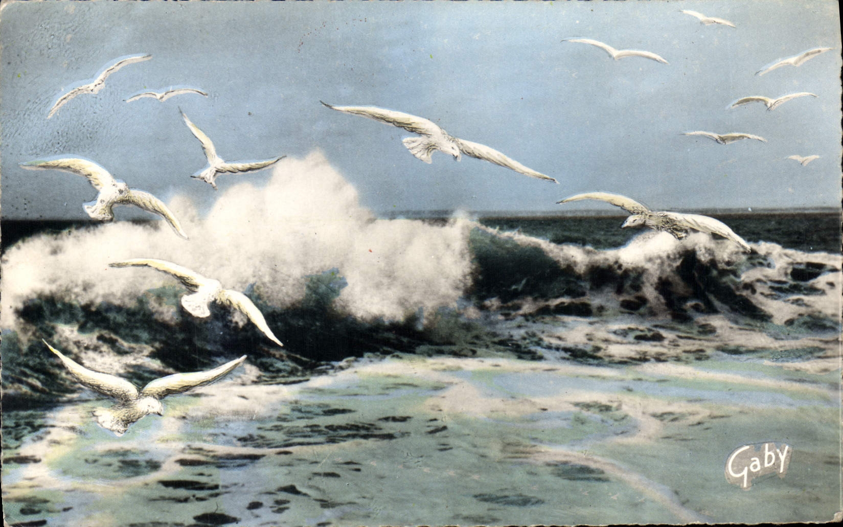 CPA La Cote Jetant son cri plaintif la mouette immaculee se joue des elementsni la mer dechinee 