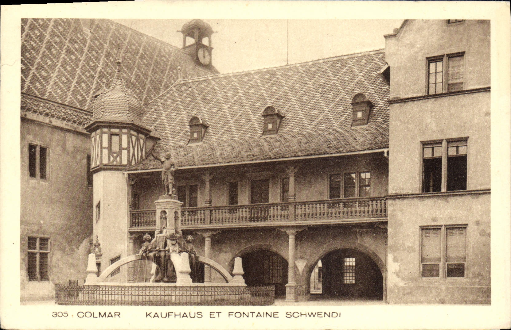 CPA Colmar Kaufhaus et Fontaine Schwendi
