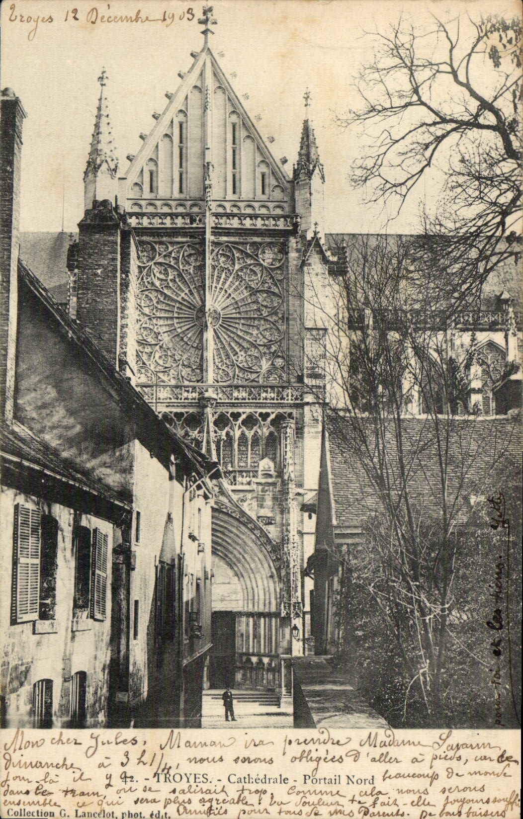CPA Troyes Cathedrale Portail Nord 