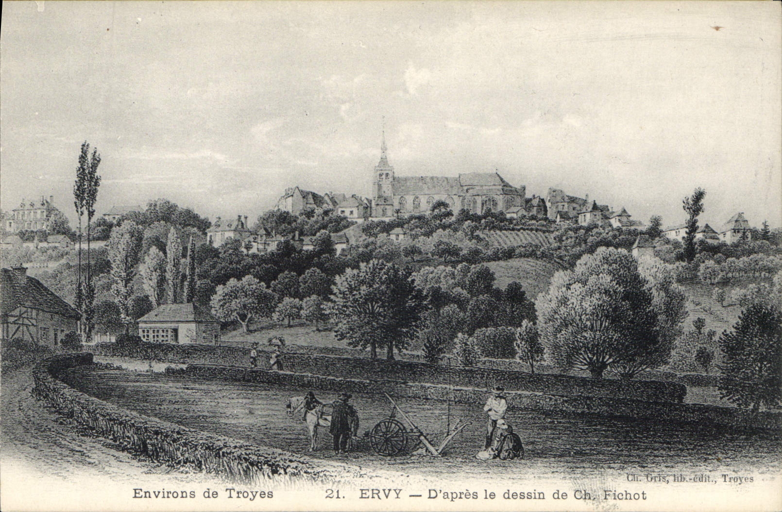 CPA Environs de Troyes Ervy d'Apres le dessin de Ch Fichot 