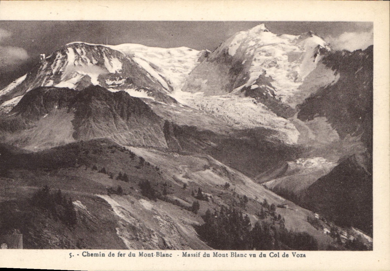 CPA Chemin de fer du Mont Blanc Massif du Mont Blanc vu du Col de Voza 