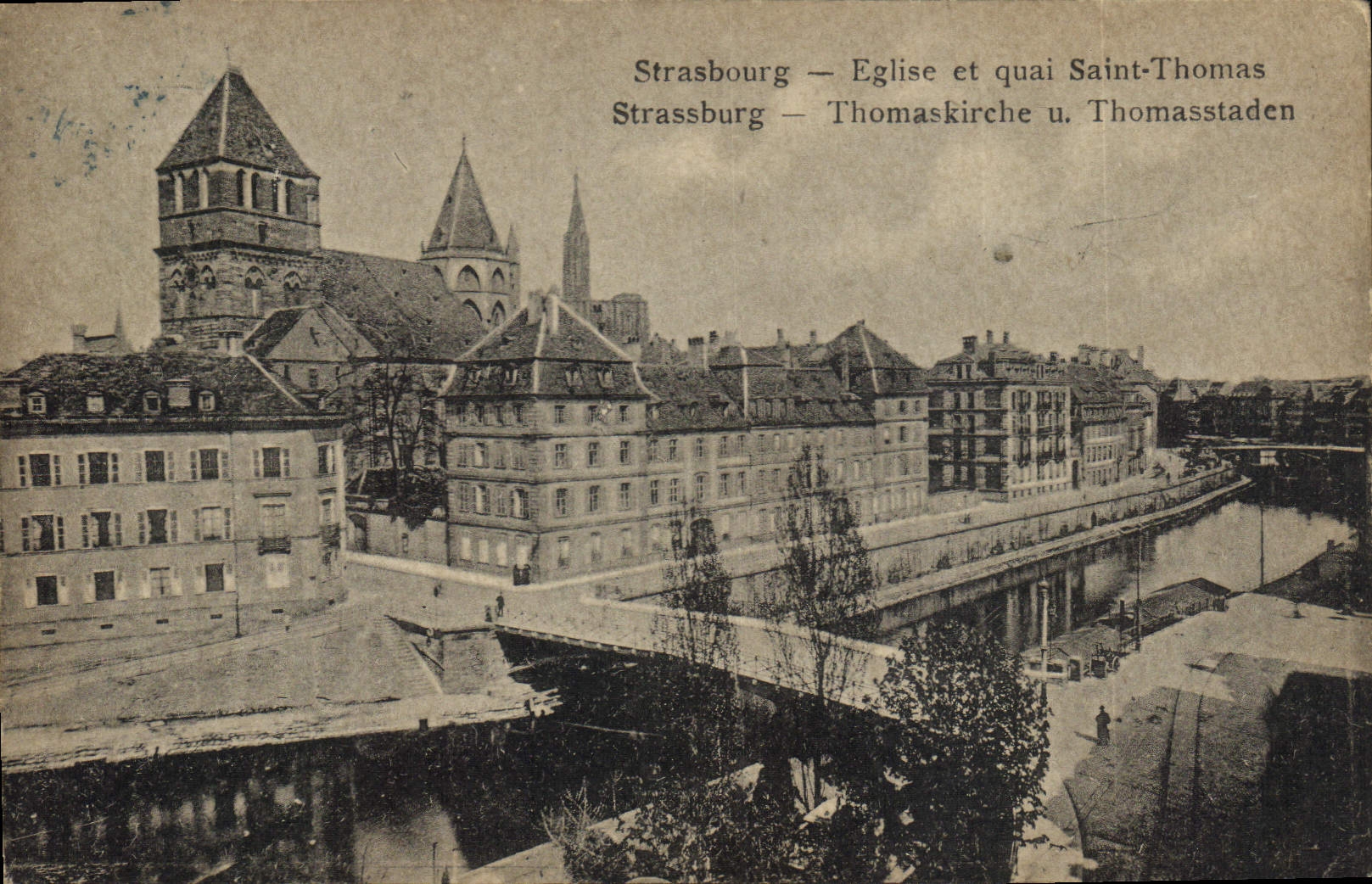 CPA Strasburg Eglise et quai Saint Thomas 