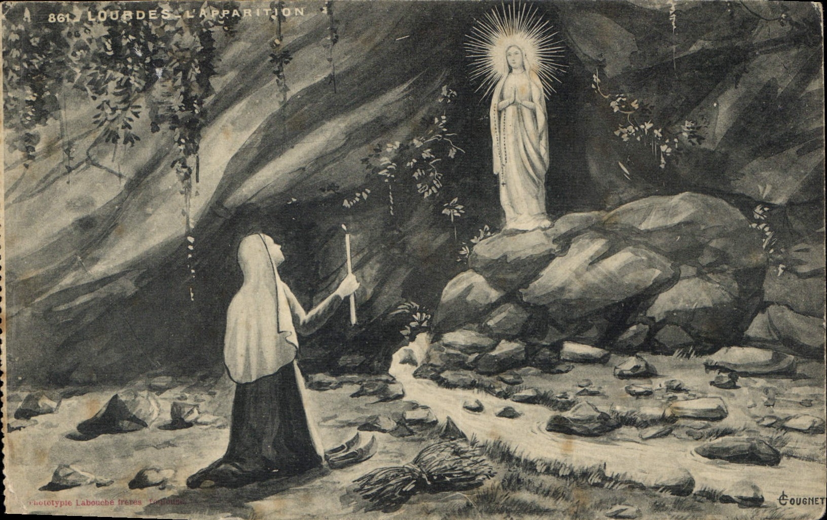 CPA Lourdes L'Apparition 