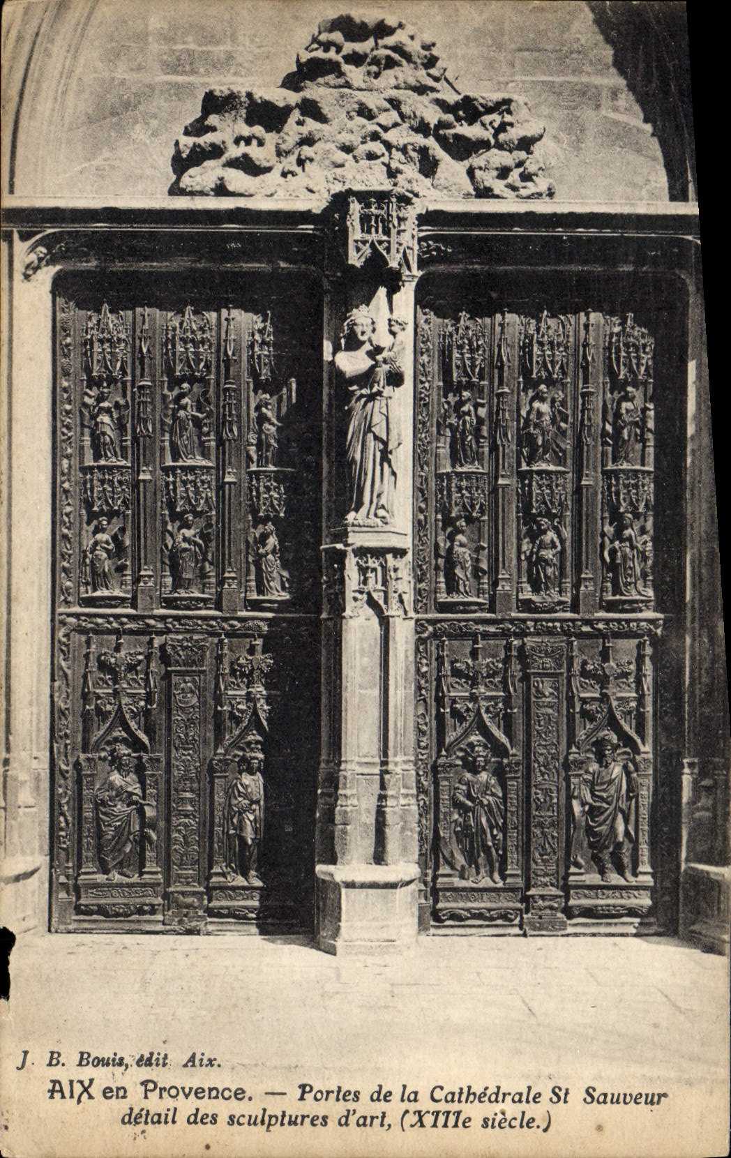 CPA Aix en Provence Portes de la Cathedrale St Sauveue detail des sculptures d'art XIIIe siecle 