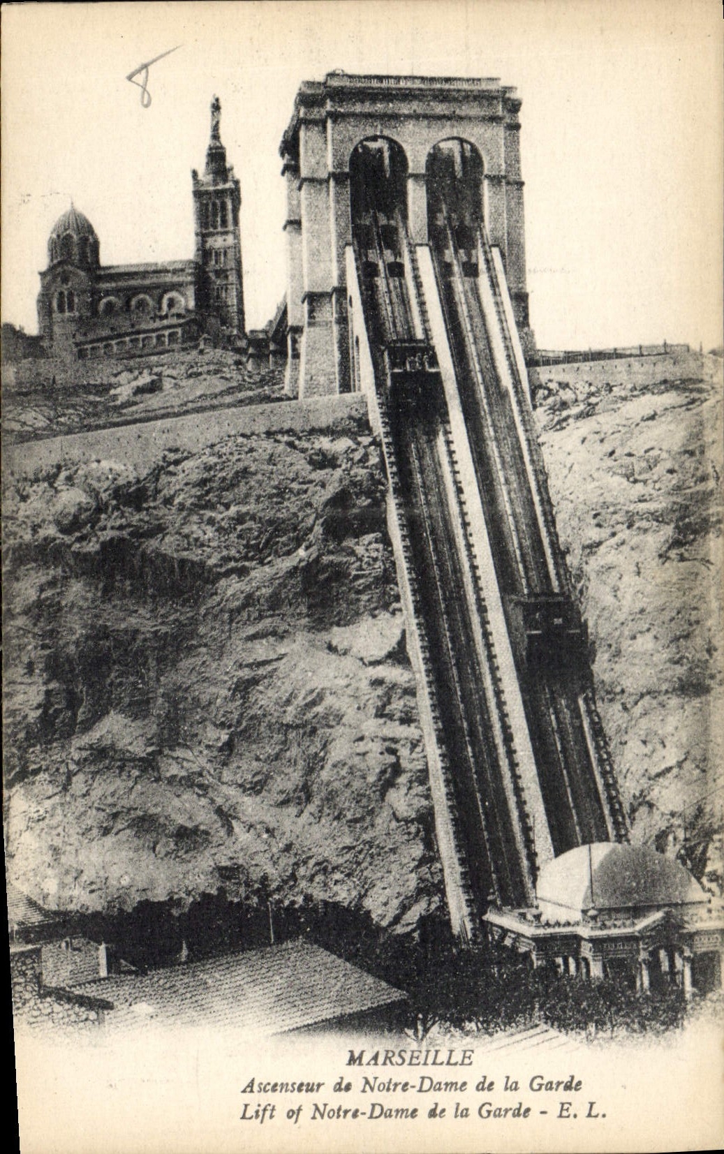 CPA Marseille Ascenseur de Notre Dame de la Garde 