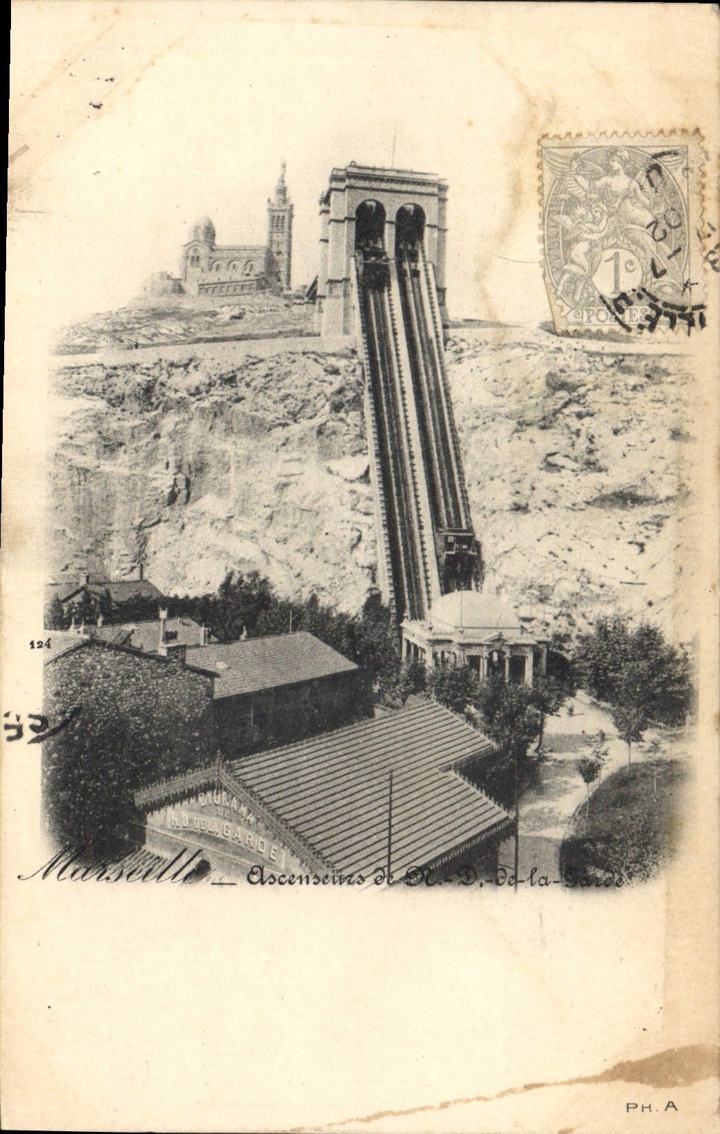 CPA Marseille Ascenseurs de N D de la Garde 