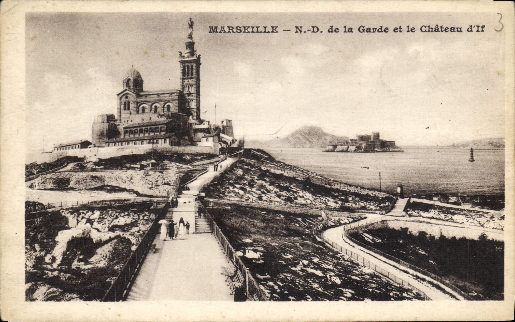 CPA Marseille N D de la Garde et le Chateau d'If 