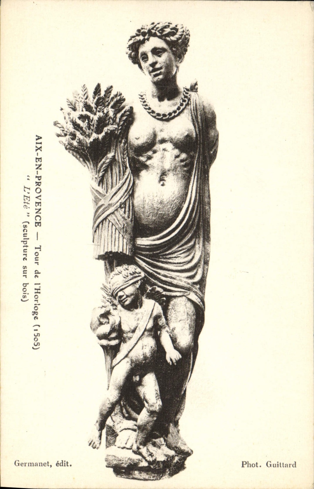 CPA Aix en Provence Tour de l'horloge 1505 l'Ete Sculpture sur bois 