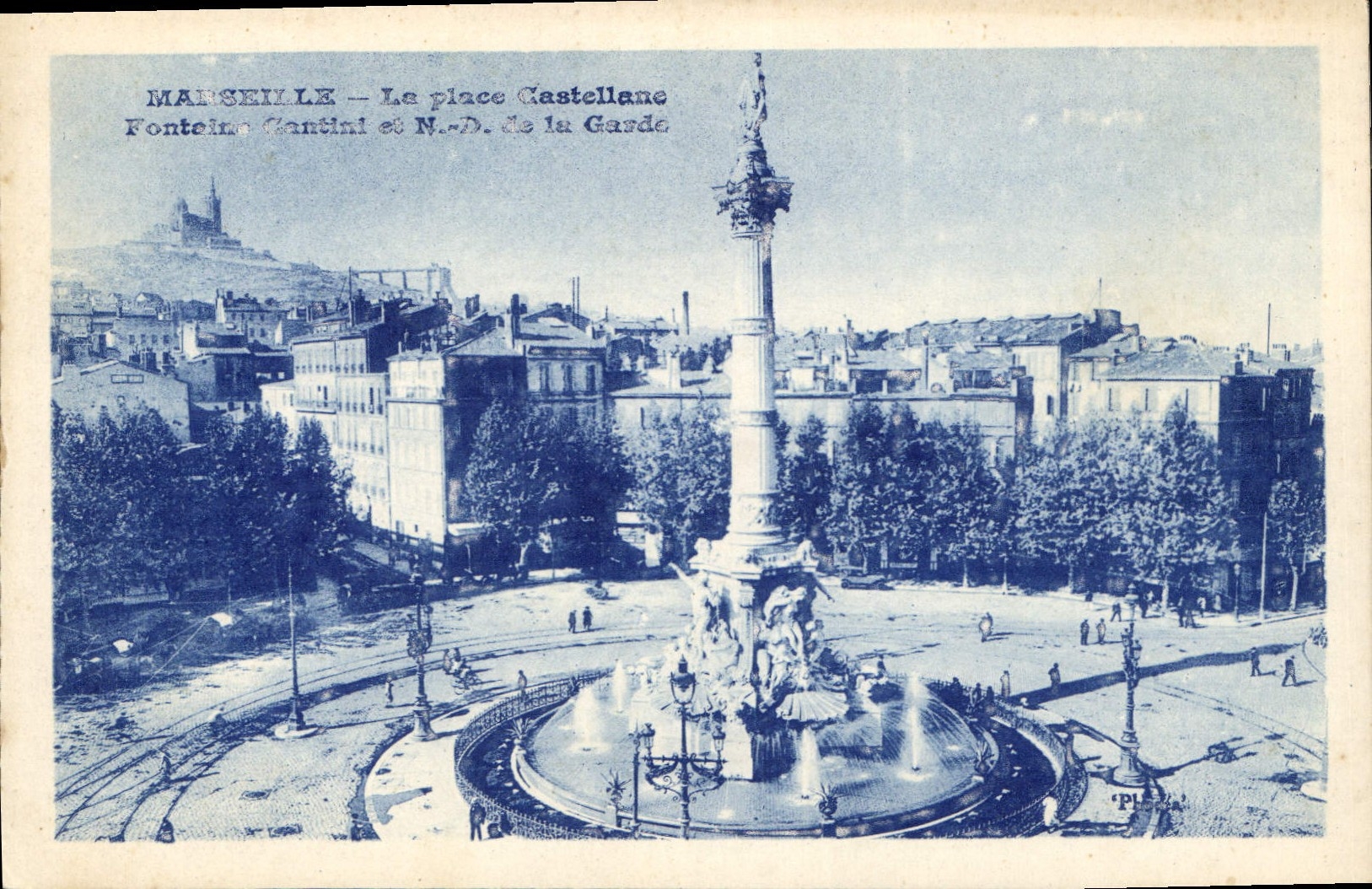 CPA Marseille la Place Castellane Fontaine Cantini de N D de la Garde