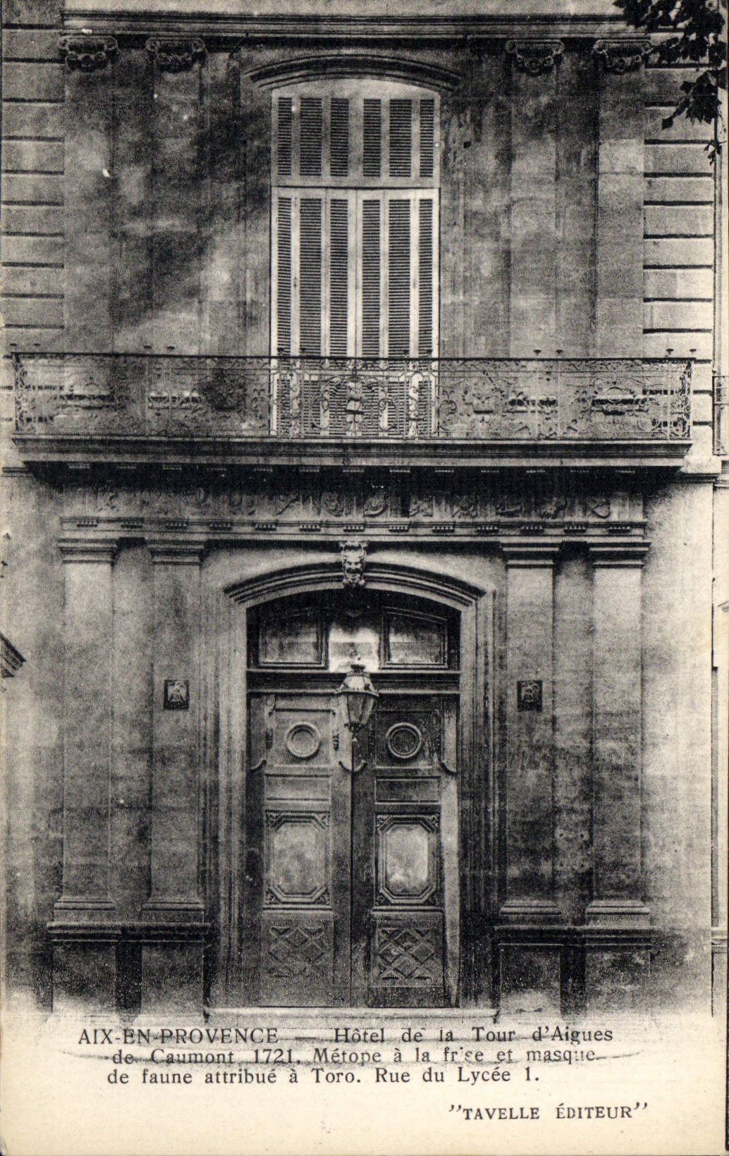 CPA Aix en Provence Hotel de la Tour d'Aigues de Caumont 1721 Metope a la frise et masque de Faune a