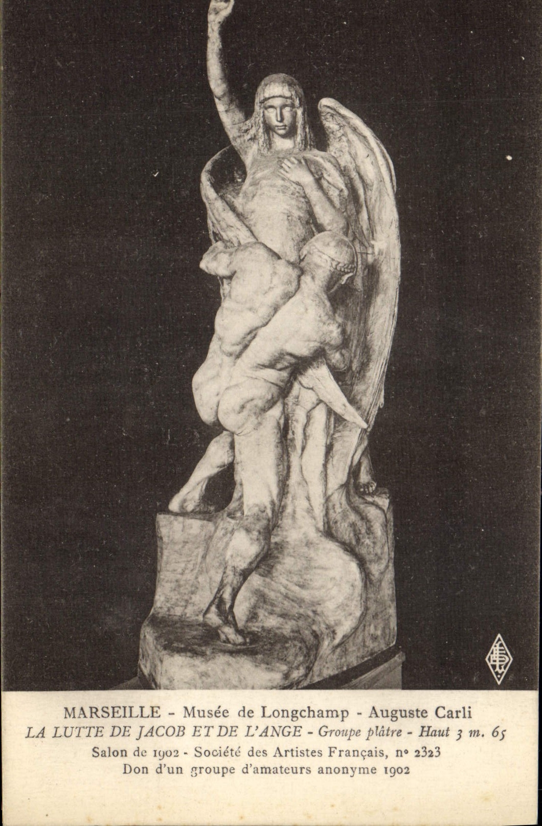 CPA Marseille Musee de Longchamp Auguste Carli la Lutte de Jacob et de l'Ange groupe platre