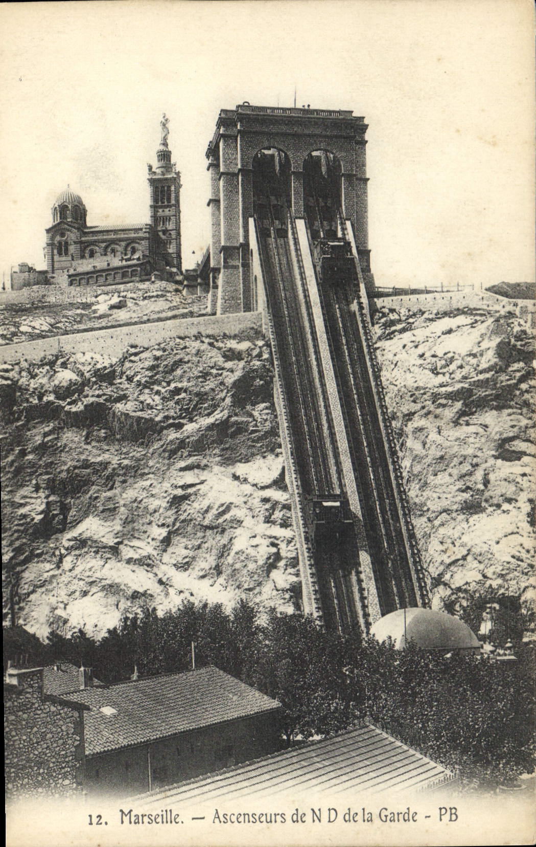 CPA Marseille Ascenseurs de N D de la Garde 