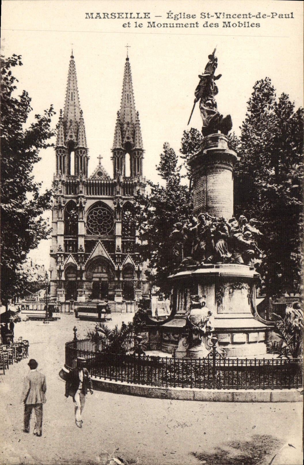 CPA Marseille Eglise St Vincent de Paul et le Monument des Mobiles
