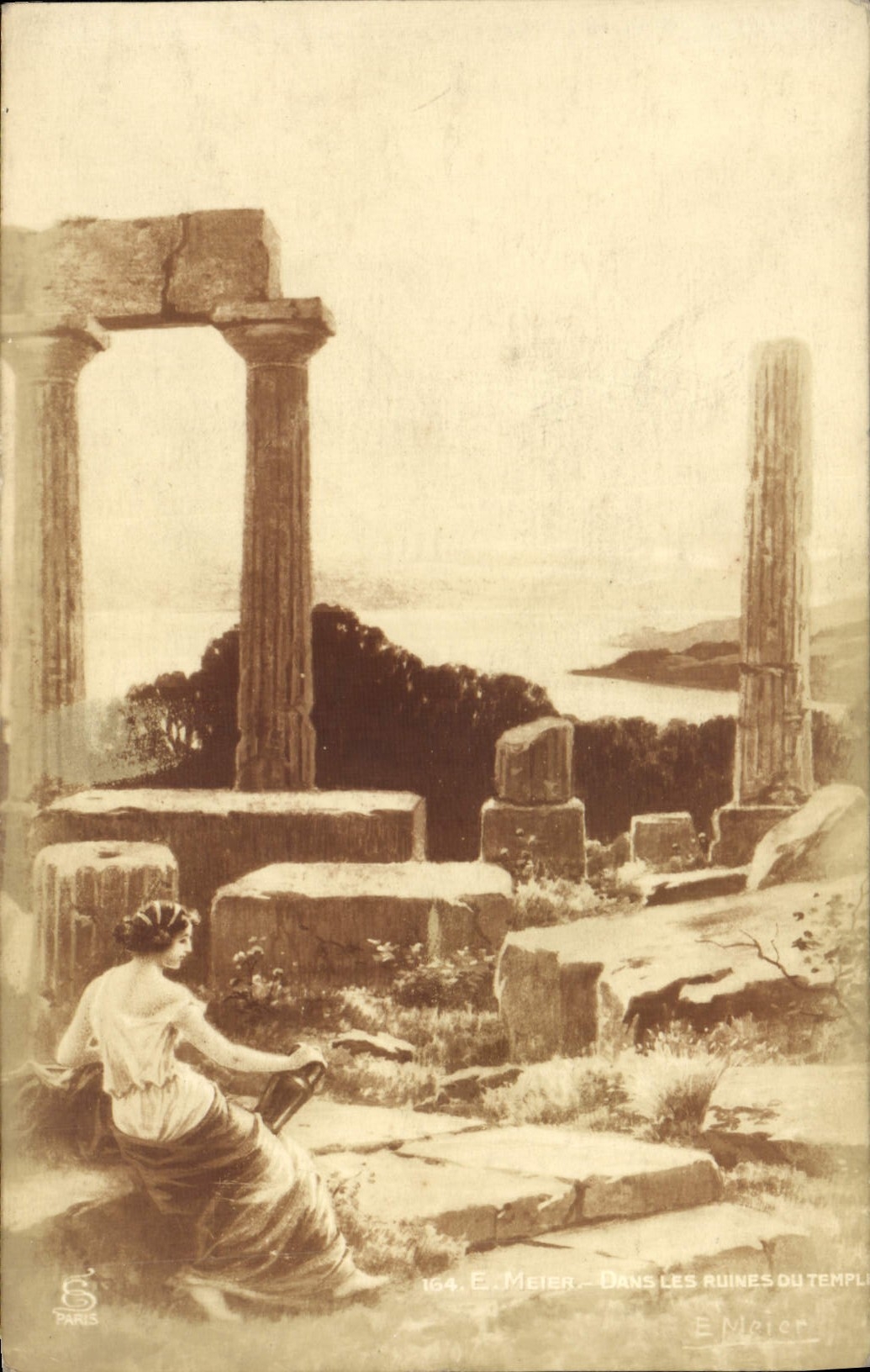 CPA Dans les Ruines du Temple 