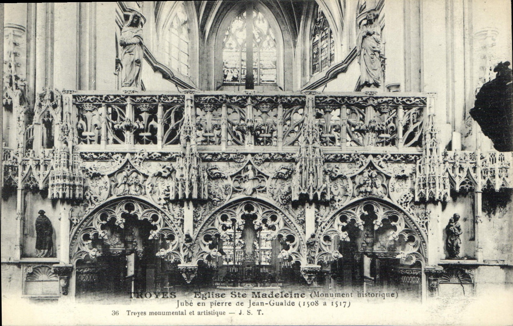 CPA Troyes Eglise Ste Madeleine monument historique Jube en Pierre de Jean Gualde 1508 1517