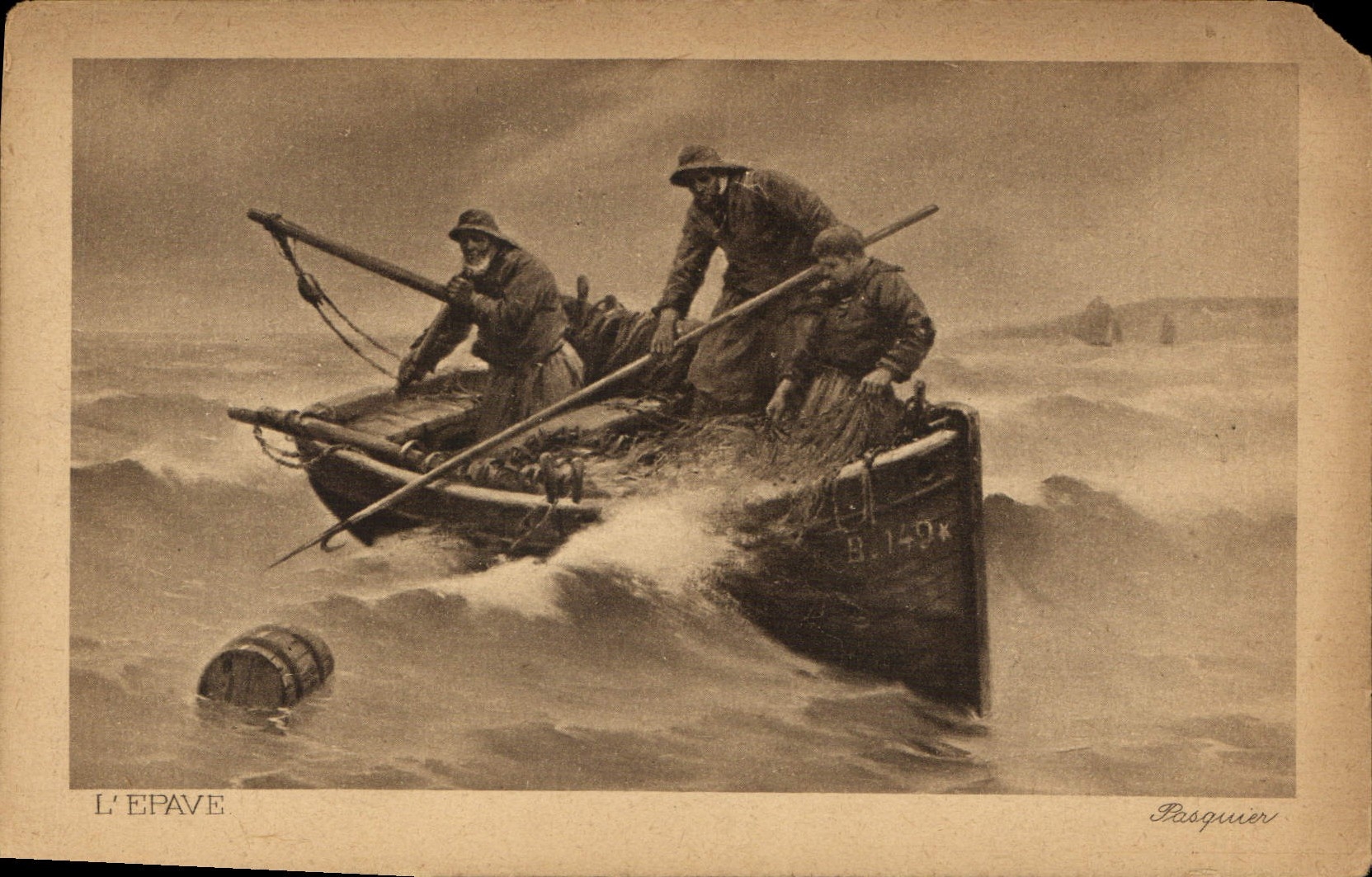 CPA L'Epave Bisquer Bateau Peche